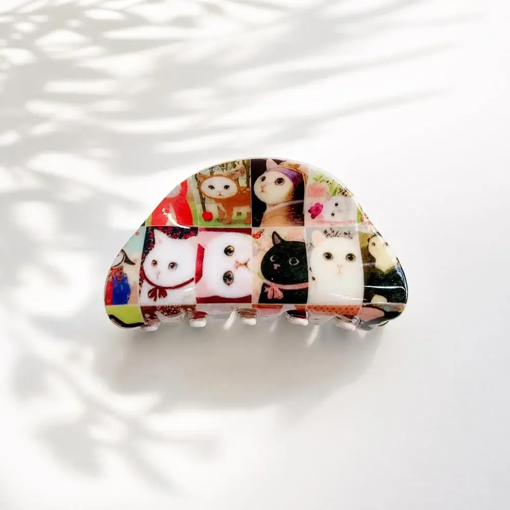Cat Collage Hair Claw Clip NWT